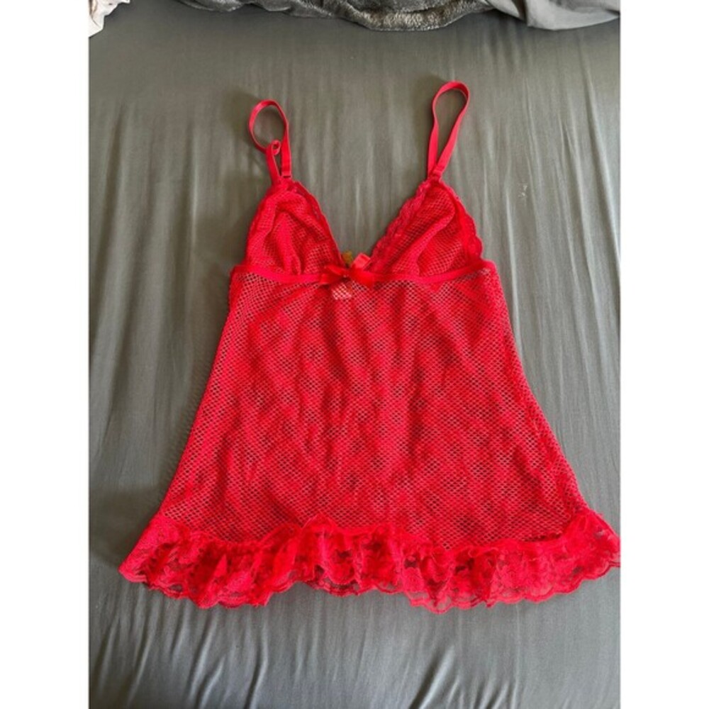 lingerie top red‎ fishnet size large